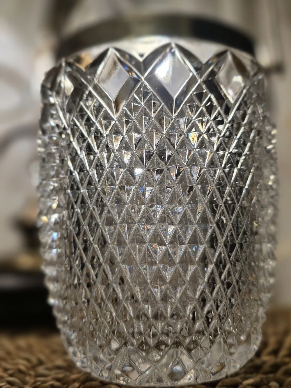 Cut Crystal Ice Bucket with Silver-Tone Handle